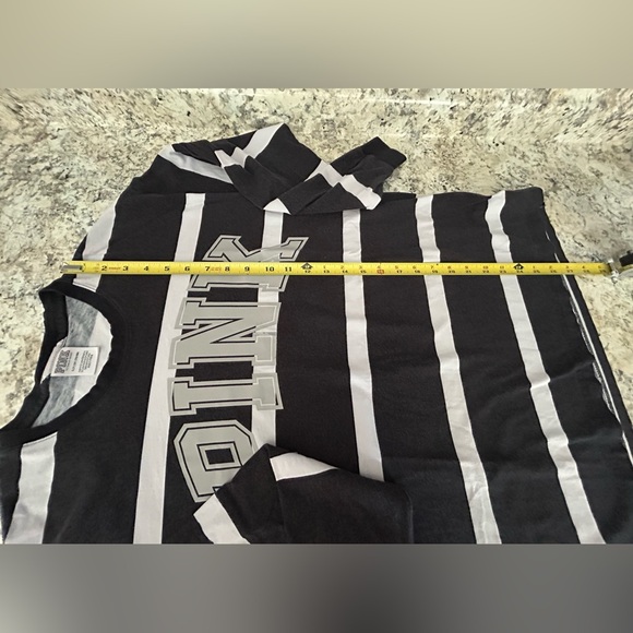 PINK Victoria’s Secret Striped Black Gray White Logo Long Sleeve Top Size S - Picture 8 of 8